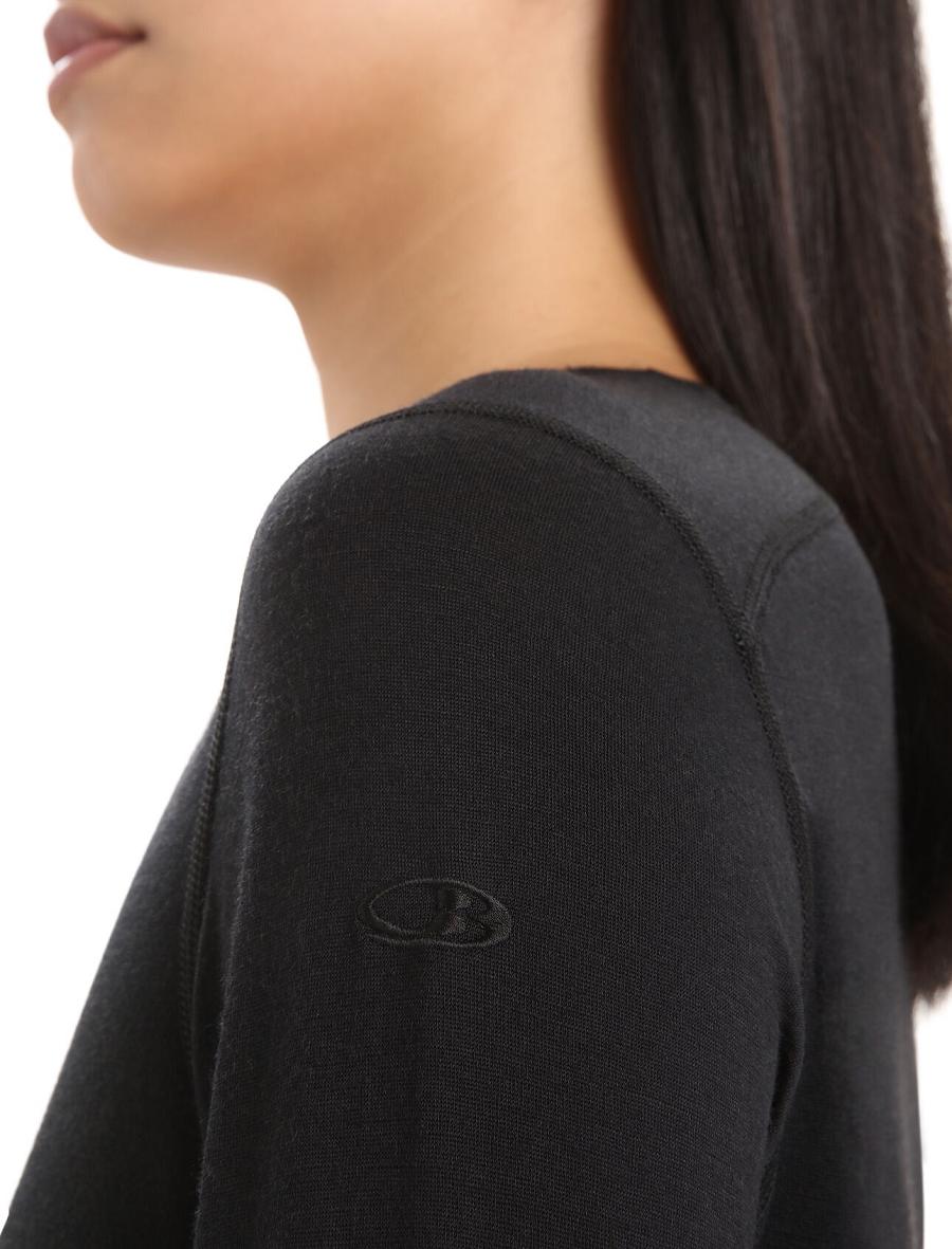 Black Icebreaker Merino 200 Oasis Long Sleeve Scoop Neck Thermal Top Women's Base Layers | AU 1877WNBY